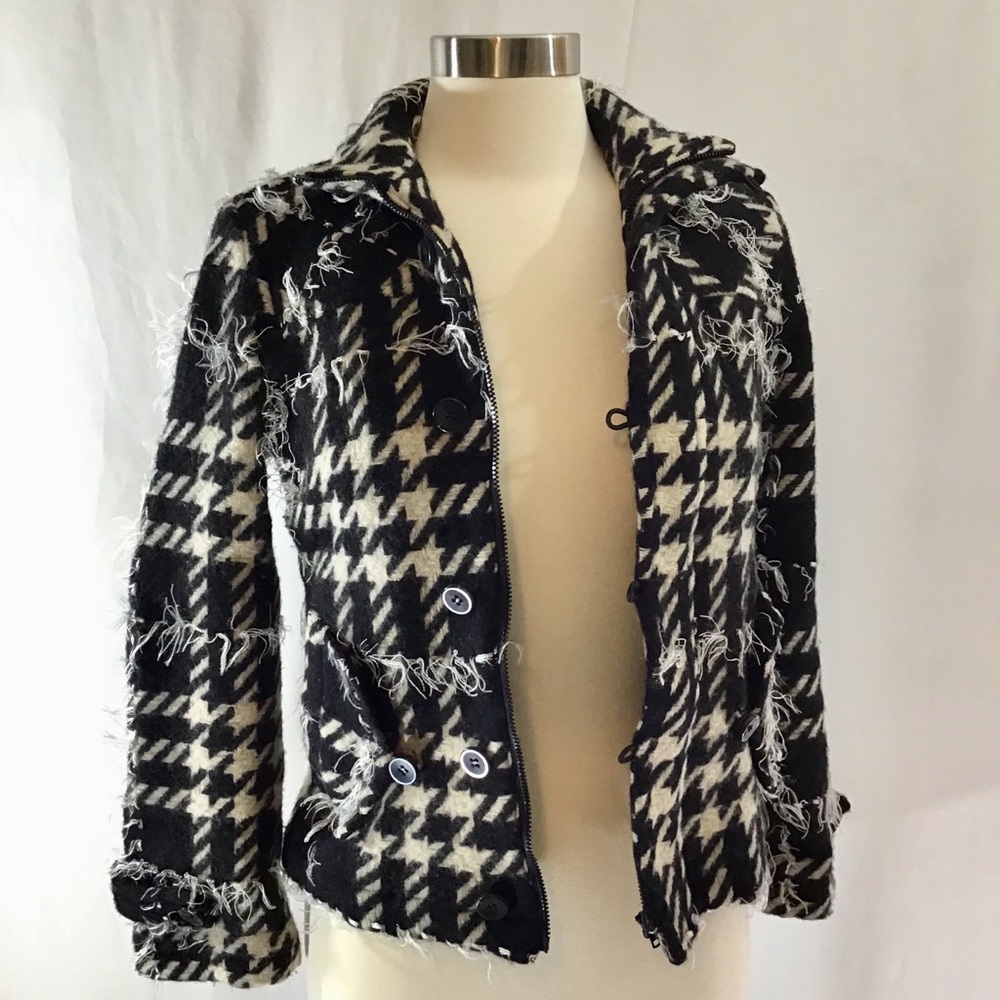 Simon Chang houndstooth wool blend jacket size 4
